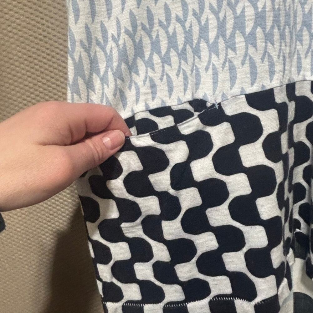 Anthropologie 9-H15 STCL Tunic Top Size M Navy White Geometric Print High Low - Picture 2 of 9